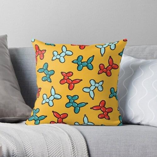 Balloon Animal Dogs Pattern In Yellow Throw Pillow Cushion Cover Polyester Throw Pillows Case On Sofa Home Living Room Decor