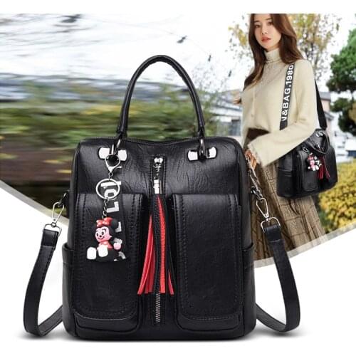 Occident fashion backpacks for school teenagers girls leather travel backpack women purses 2019 designer satchel