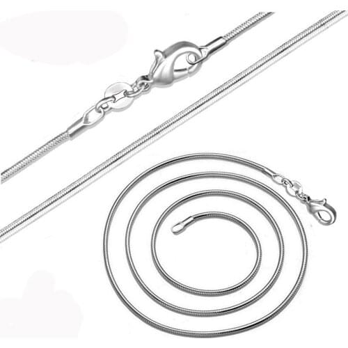 2021 Fashion Women 1MM Silver plated chain necklace Snake Chain necklace Choker Necklace Jewelry Gift
