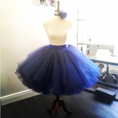 Chic 2019 Lush Royal Blue Midi Tulle Skirts Women Ribbon Satin Waistband Puffy Tutu Skirt For Bridal Custom Made Maxi Skirt