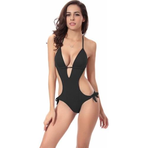 2020 New Summer Hot Sale Women Sexy Halter Female Padded Deep V-neck One Piece Bikini Ladis Bathing Suit Swimsuit Swimwear