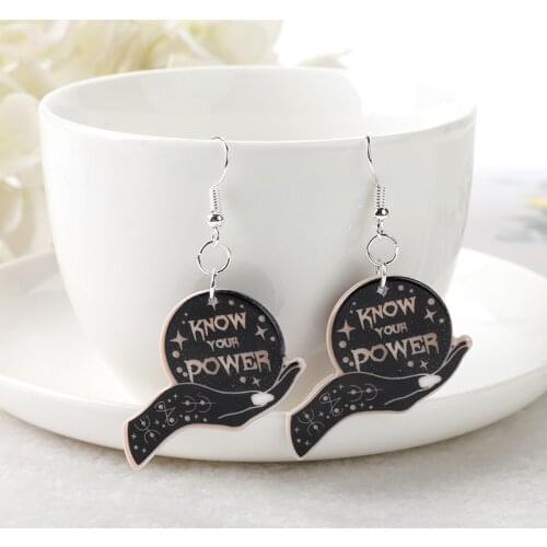 1Pair Embrace Cats Drop Earrings Flatback Acrylic Know Your Power Crafts Mysterious Punk Jewelry