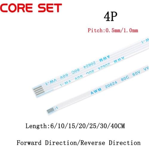 10PCS FPC/FFC Ribbon Flexible Flat Cable Pitch 0.5MM/1.0MM 4P Wire Length 6/10/15/20/25/30/40CM