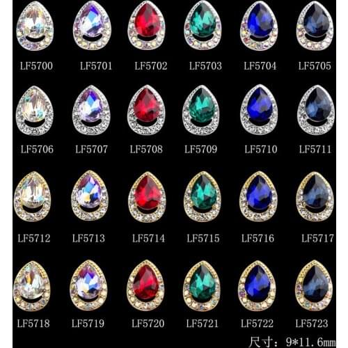 10PCS Waterdrop Nail Charms AB Color Sapphire Diamond Decor All Around Metal Gems for 3D Nails Art Decoration Accessories LF5700