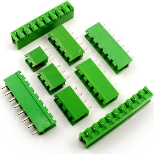 100pcs Plug-in Terminal Block Connector 5.08MM Open Straight Needle Seat Green Copper Environmental Protection 2P-16P