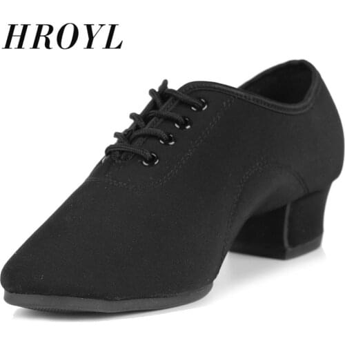 3.5CM Heels Professional Mens Ballroom/Latin Dance Shoes Canvas Parctice Salsa Party Dancing Shoes With Rubber Sole Black