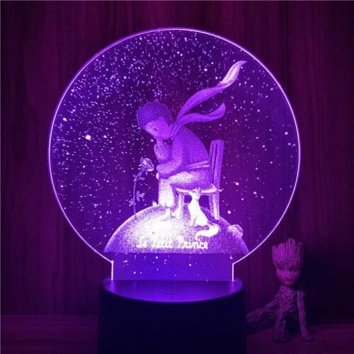 3D Nightlight Animated Real Ver. Child Fairy Tale Le Petit Prince Figure 7 Colors Touch Optical Illusion Table Lamp Gift Room