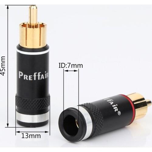 4Pcs Preffair R1764 Gold Plated RCA Plugs Connector RCA adapter For DIY Signal Interconnect Cable