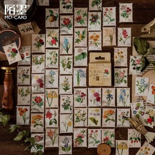 45 pcs Vintage Stationery Retro Stamp Style Decorative Mobile Stickers Scrapbooking Stick Label DIY Craft Stickers