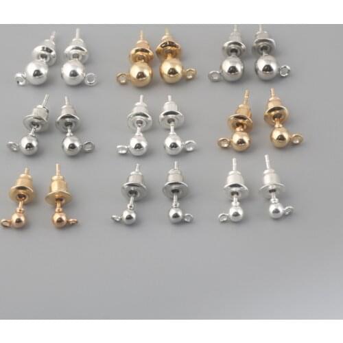 50Sets/bag Gold Silver Rhodium Plated Metal Hanging Stud Earring Earplugs Combination Finding for DIY Jewelry Making Accessories