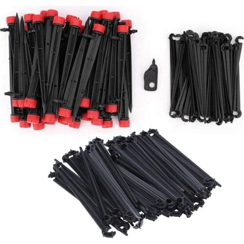 50PCS Drip Irrigation Emitters Micro-Bubbler + 50PCS Stake With 50Pcs C-Shaped 4 / 7Mm Drip Irrigation Pipe Fixed Rod