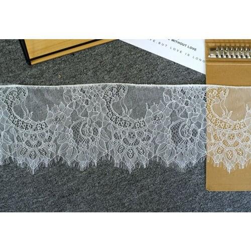 6meters/ lot Eyelash Lace Fabric width 15cm DIY Decorative High Quality Soft Off Nylon Eyelash Lace Trim Wedding Dress Fabric