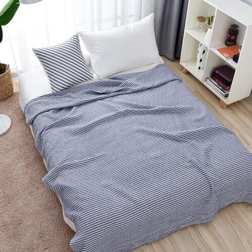 Beroyal Brand 2019 Throw Blanket -1piece 100% Cotton Blanket three Layers Gauze Stripe Blanket Adult Super Soft Muslin Blankets