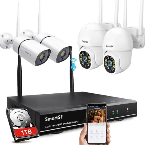 SmartSF 3MP 8CH Wireless CCTV Camera System Two-way Audio for 1536P 3MP IP Camera Outdoor Security System Video Surveillance kit