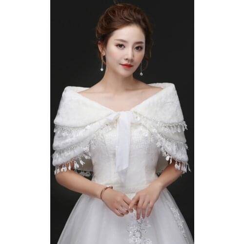 White Shrugs For Women Bolero Warm Faux Fur Bolero Wedding Cape Evening Dresses Wraps Shawl Bridal Jacket Coat Accessories
