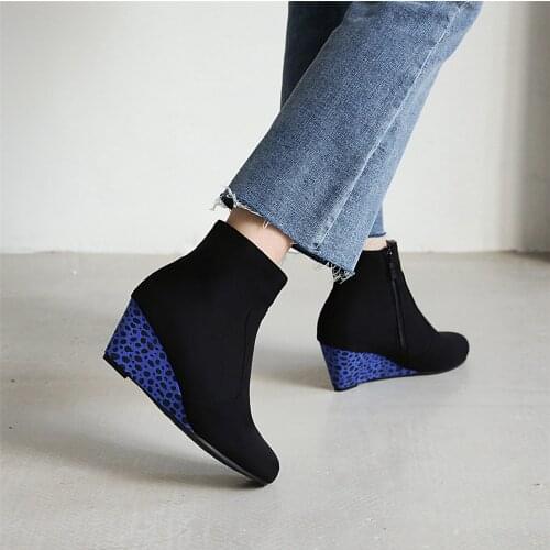 2020 new Autumn Winter New Stylish Women Ankle Boots Sexy Platform Round Toe Wedges Boots Woman Ankle Boots 34-43 Booties mujer