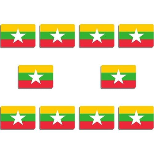 10Pcs Myanmar National Flag Brooch Resin Badge Patriotism Flag Lapel Pin For Backpacks Hat Coat