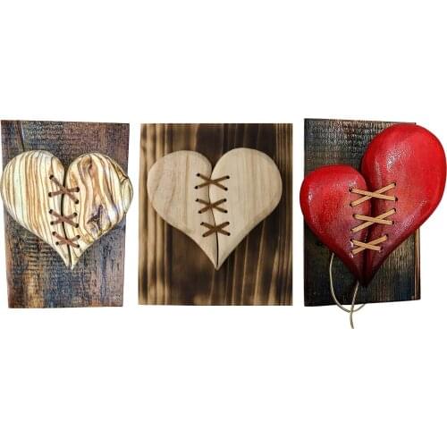 Rustic Broken Heart Statue Ornament Desktop Love Home Hotel Cafe Craft Arts