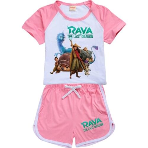 Kids Raya and The Last Dragon Tshirt Shorts Clothes Set for Boys Girls TShirts+shorts Pants 2pcs Sports Tracksuit for Kids