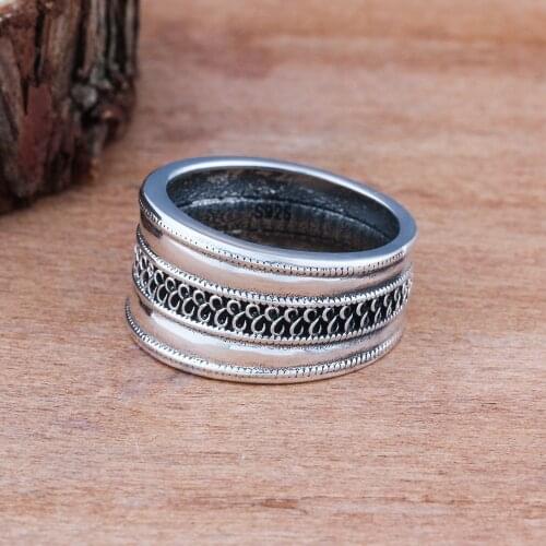 FDLK Vintage Copper Rings Double Laces Vintage Wave Rings for Women Wedding Band Anniversary Jewelry Gift