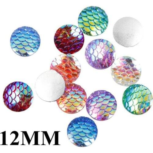 Fnixtar 100pcs/lot Faux Druzy Resin Fish Scale Style Resin Cabochons For Bracelet Earrings accessories 12mm( 4/7") Dia