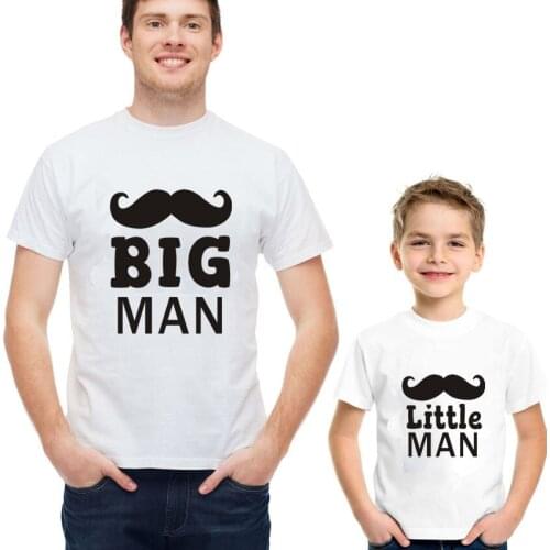 Big Man Little Man Father Son T-Shirt Clothes White T Shirt Summer High Short Sleeves Family Look Matching Family Outfits