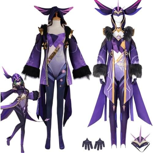 Genshin Impact Scaramouche Cosplay Costume Fashion Jumpsuits Uniform Femlae Activity Party Role Play Clothing Halloween shoes