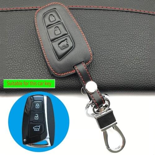 Exquisite bags main cases 100% leather sets Car key cases For Hyundai IX45 Santa Fe (DM) 2013 2014 2015 2016 3 buttons Key Shell