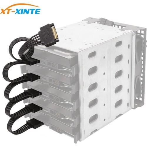 XT-XINTE SATA 15Pin Male to Female Power Extension Cable HDD SSD Power Supply Splitter Cable SATA Power Cable for DIY PC Sever