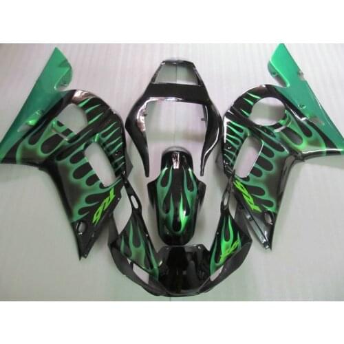 Motorcycle Fairing kit for YAMAHA YZFR6 98 99 00 01 02 YZF R6 YZF600 1998 2000 2002 ABS Green flames Fairings set+7gifts YD40