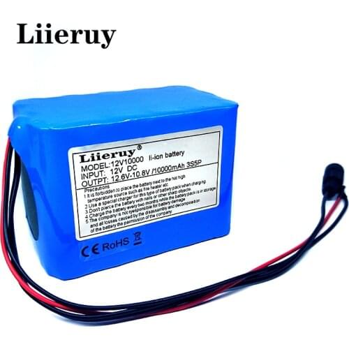 Liieruy100% New Protection Large capacity 12 V 10Ah 18650 lithium Rechargeable battery pack 12v 10000 mAh capacity