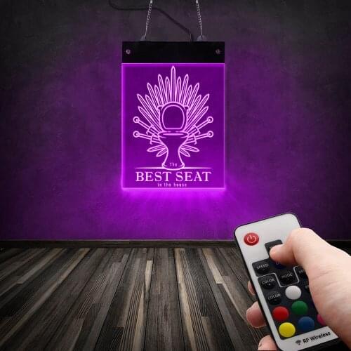 Best Seat In The House Bathroom Wall Sign for Cool Light Toilet Bowl Throne With Iron Swords Lighting Neon Sign Hanging Board