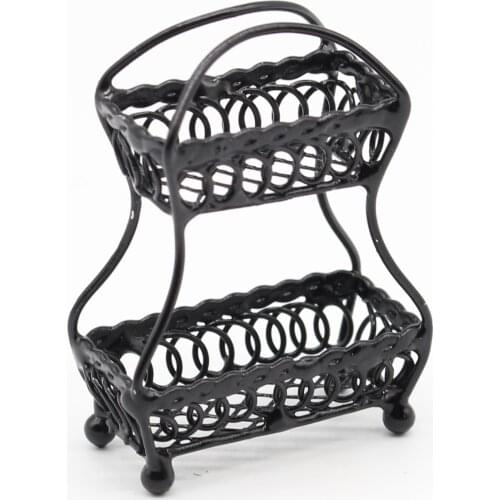 1.38" Metal 1:12 Dollhouse Miniature Black Fruit basket Table decoration Kitchen accessories