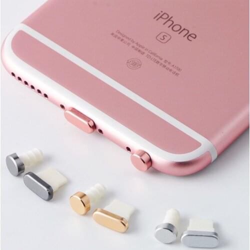 Mobile phone 3.5mm Audio earphone Aux 3.5 Dust Plug charger charging port interface stopple for Apple iPhone 7 5S 6 6s plus gold
