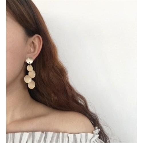 Fashion Geometric Clip Earring Women Without Piercing Exaggerated Round Coin Tassel Party Wedding Disc Clip Earring Jewelry Gift