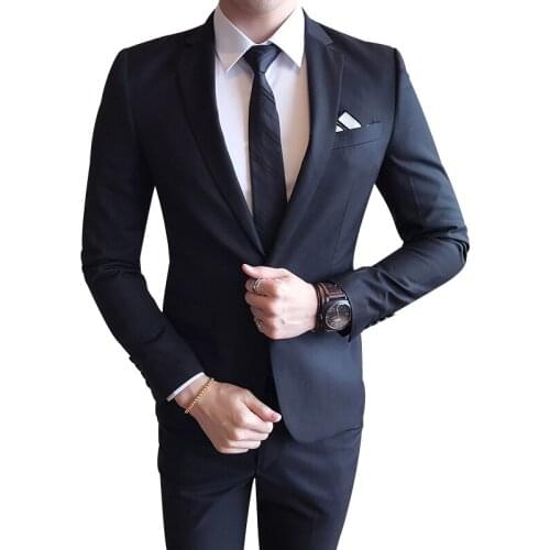 Men Suit Slim Fit Suits Male Business Wedding Groom Casual Tuxedo Coat Work Clothes 2 Pieces Set Blazers Pants Jacket Trousers
