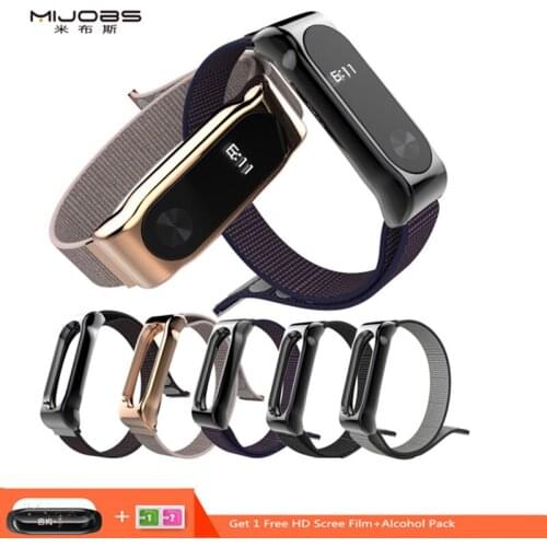 Mijobs Nylon Loop Strap Mi band 2 Strap for Xiaomi Mi Band 2 Wrist Band for Miband 2 Smart Watch Mi Band 2 Sport Bracelet Watch