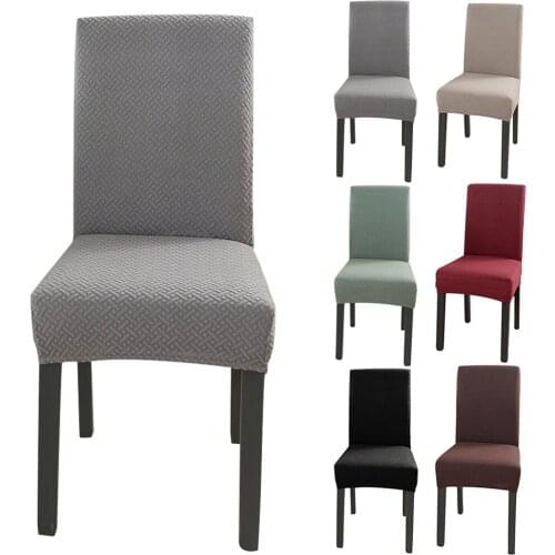 Dining Chair Cover Jacquard Plain Chair Covers Spandex Slipcover Protector Case Stretch Hotel Banquet Elastic Seat Cover Home