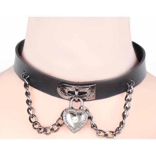 Fashion 1 PCS Women Girls Punk Heart Dangle Pendant Choker Chain Goth Leather Necklace Collar Choker New Arrival ras de cou