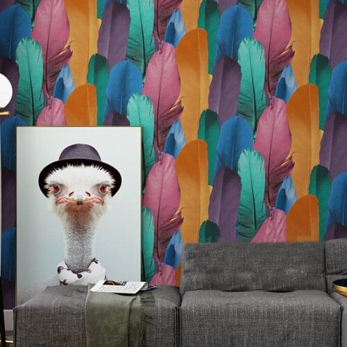 Feather Non-woven Fabric Wall Art Sticker Modern Wall Decals Quotes Stickers Wall Stickers Home Decor Living Room