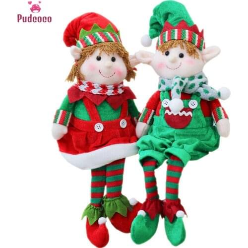 New Year Gifts Toys Xmas Christmas Elf Doll Decoration Party Plush Wall Stuff Festival Gifts Pendant Ornament Home Decor 48X16cm
