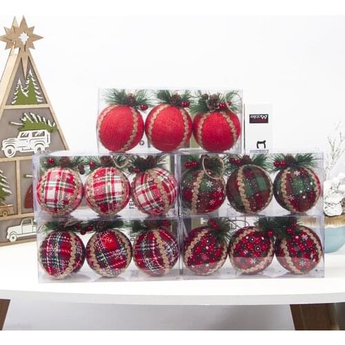 3pcs/Box 8cm Christmas Tree Balls Pendant Ornaments Hanging Ball Plastic Decorations Home Holiday Navidad New Year Decor Gift