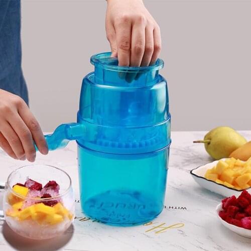 Transparent Ice Shaver Ice Machine Snow Cone Machine Portable Manual Hand Crank Ice Crusher, Non-Slip Bottom