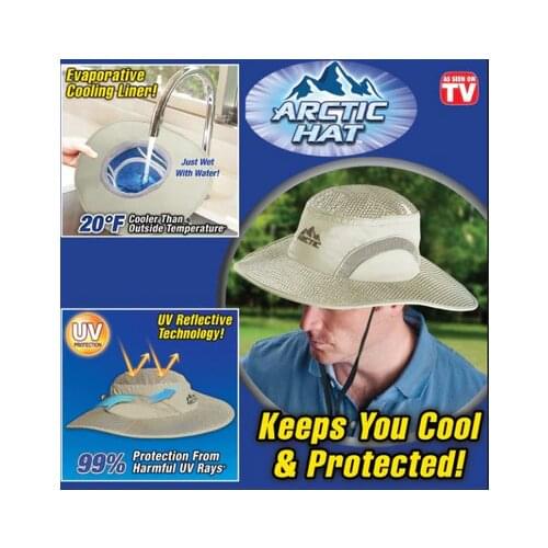 Hot Summer Wide Brim Sun Hat UV Protection Arctic Cap Hat Cooling Ice Cap Sunscreen Hydro Cooling Bucket Hat