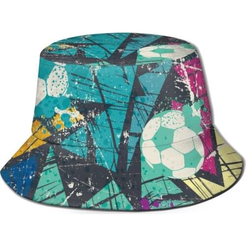 Women Summer Blotted Football Soccer Authentic Unique Scrapes Bucket Hat Bob Fisherman hat Travel Sun Visor Fashion Panama