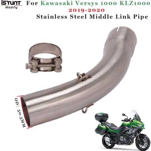 Slip On For Kawasaki Versys 1000 KLZ1000 2019 2020 Middle Link Tube Motorcycle Escape Exhaust Pipe Modified 51mm interface