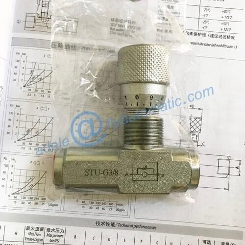 STU-G3/8 flow restrictor with check valve 3/8" hydraulic flow control throttle valve