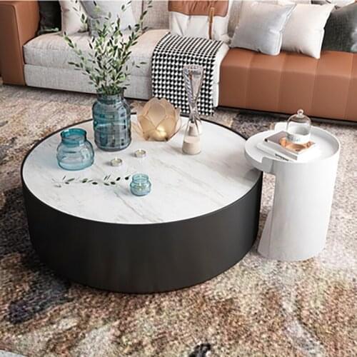 Light luxury rock board coffee table stainless steel fashion high-end living room complete simple modern Hong Kong style marble