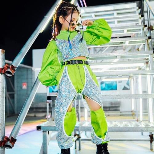 Hip Hop Dance Wear For Kids Designer Clothes Performance Costume Teenage Girls Clothing Jazz Dancer Outfit Fashion Wears DL7195