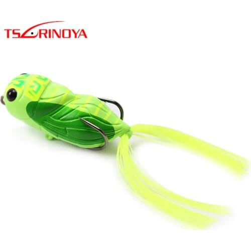 TSURINOYA Fishing Lure LY21 CICADA FROG 15.5g 65mm Artificial Frog Popper Insect Lure Topwater Floating Frogs Soft Bait